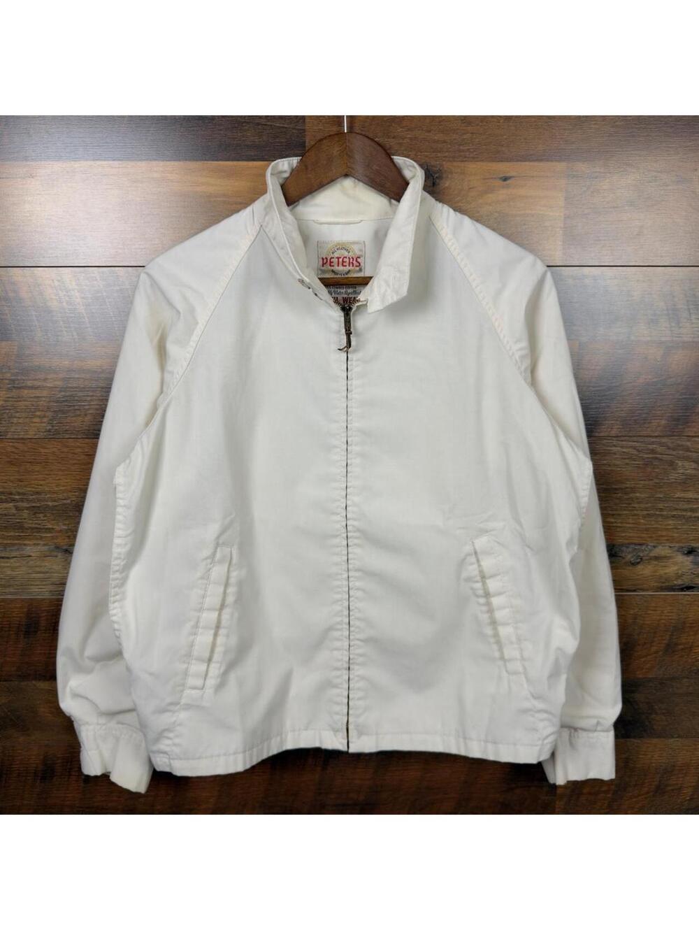 Vintage Peters Sportswear Harrington Jacket Size 38 White Zip Up 60s 70s